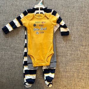 Carters onesie , pants and a full footed onesie